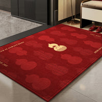 Non-Slip Entrance Doormat for Home Entryway, Auspicious Red Welcome Mat
