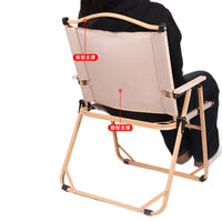 Portable Folding Camping Chair with Wooden Armrests, Oxford Cloth, High Load Capacity for Outdoor Picnic Fishing