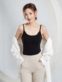 Women's Thermal Fleece Camisole with Built-in Bra Pads, Seamless Sleeveless Base Layer Tank Top