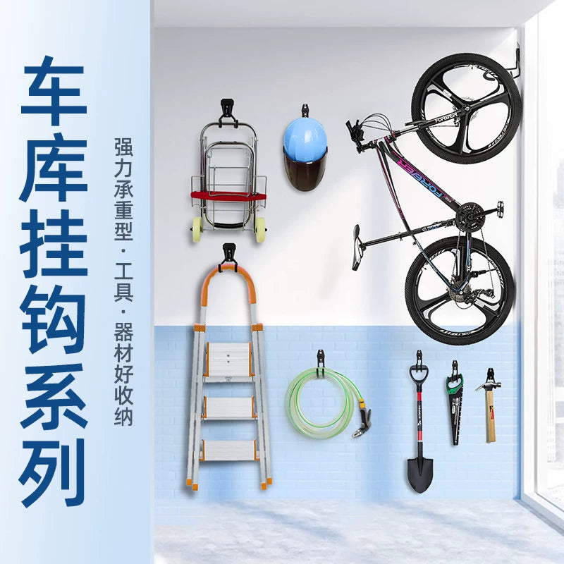 Heavy Duty Iron Wall Hooks for Garage Storage, Bicycle Helmet, Hose, and Tool Organization