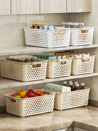 Home Storage Baskets Plastic Kitchen Cabinet Organizer Bins for Snacks Toys Dorm Desktop