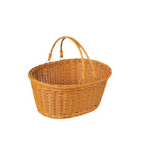 Woven Imitation Rattan Storage Basket with Handles for Picnic, Shopping, or Laundry