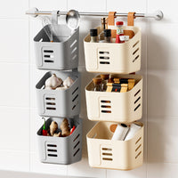 Wall-Mounted Plastic Storage Basket for Kitchen & Bathroom, Hanging Organizer