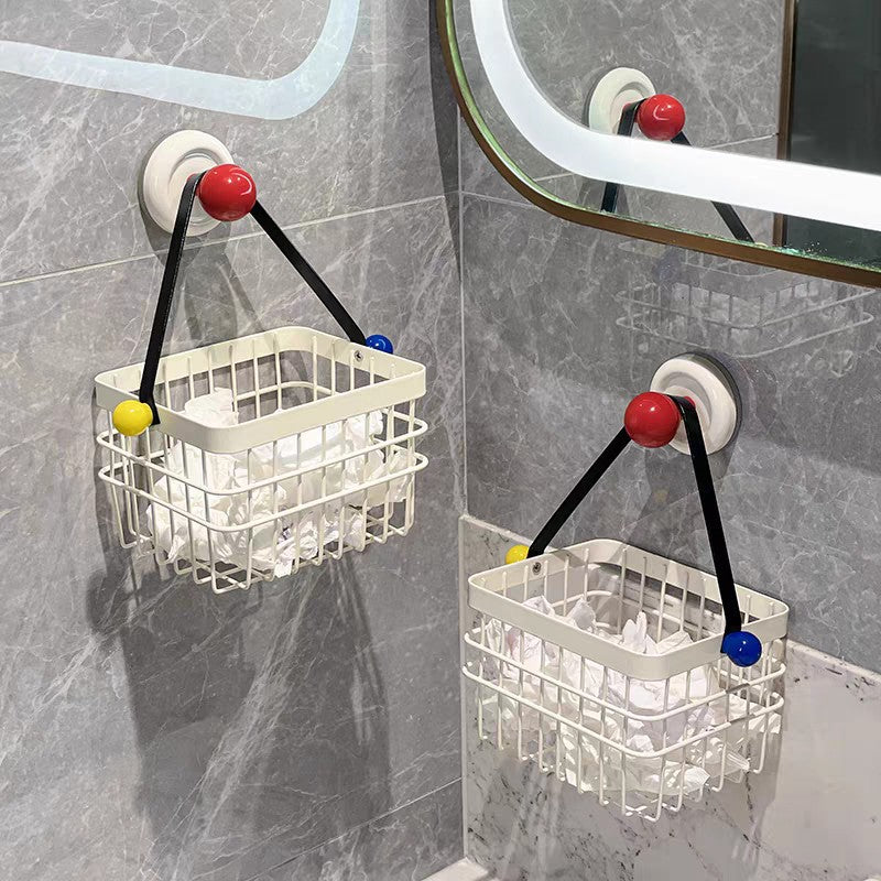 Suction Cup Wall-Mounted Facial Tissue Dispenser Basket for Bathroom
