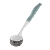 Long Handle Steel Wire Ball Cleaning Brush for Kitchen Cooktops and Dishes