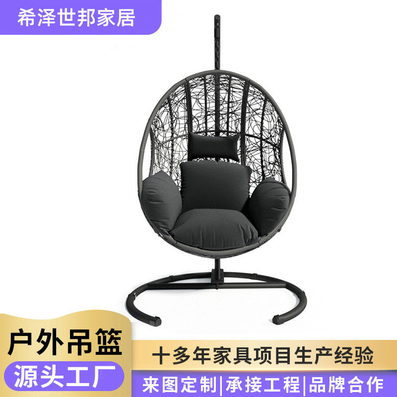 Outdoor Detachable Wicker Hanging Basket Chair for Patio Balcony Garden