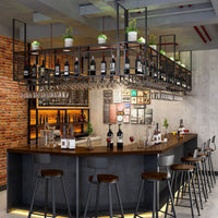 Wrought Iron Hanging Wine Rack Bar Counter Stemware Holder Restaurant Ceiling Cabinet Storage Shelf Bar Wine Cabinet