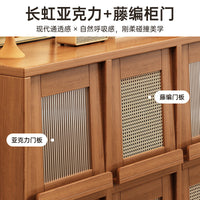 Solid Wood Bookshelf with Legs, Walnut Finish, Grid Storage Cabinet for Living Room