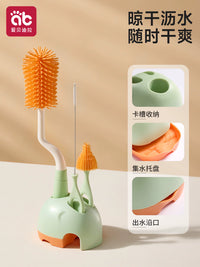 3-in-1 Silicone Baby Bottle and Nipple Cleaning Brush Set with Long Handle