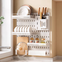 No-Drill Kitchen Pegboard Organizer Rack for Spices, Knives, Pot Lids, and Utensils