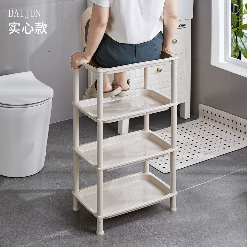 Slim Plastic Bathroom Storage Tower with Wheels for Laundry Room and Narrow Spaces