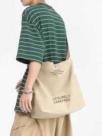 Men's Canvas Messenger Bag Large Capacity Shoulder Handbag for Commute and College