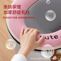 Cartoon Toilet Seat Cover Cushion, Waterproof PU Sponge Pad for Winter, Breathable Plush Fabric Bathroom Mat