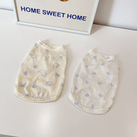 Pet Dog Cat Matching Thin Cotton Vest Pajama Dress for Spring/Summer - Teddy Bichon