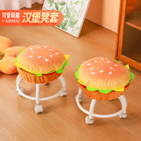 Round Burger Universal Wheel Stool Silent Roller Stool for Home Grouting Small Chair with Wheels Shoe Changing Stool