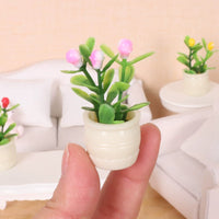 Dollhouse Miniature Potted Plants Set for Outdoor Landscape Decor