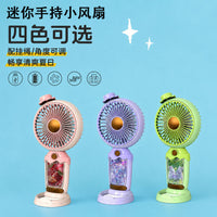 Cute Cartoon Handheld Mini Fan with Stand, USB Rechargeable Desktop Fan for Kids, Festival Gift Toy