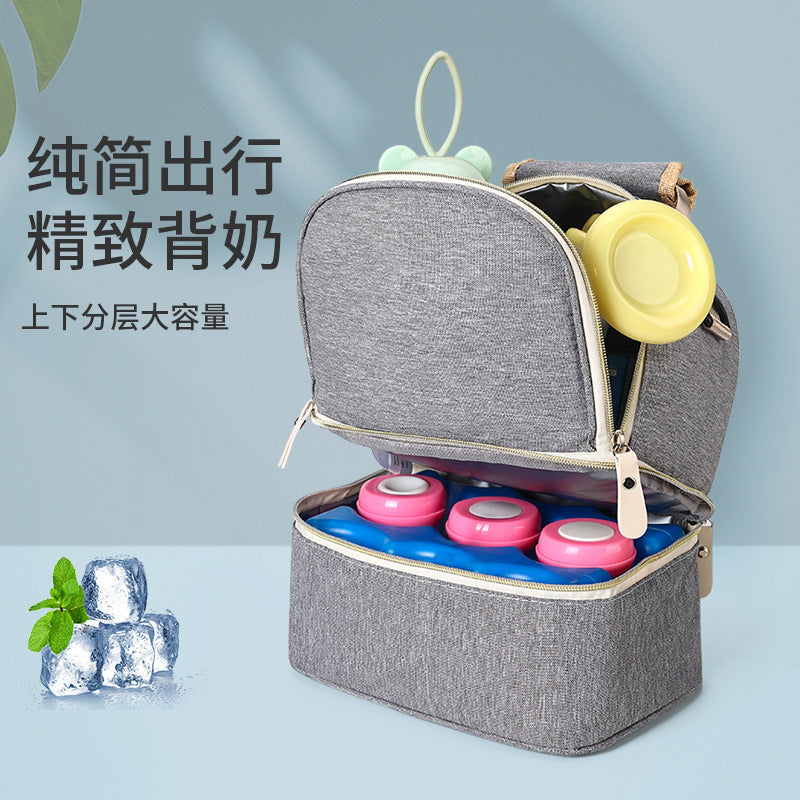 Double Layer Breast Milk Cooler Bag Insulated Lunch Tote for Nursing Moms