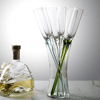 Colorful Beach Glass Champagne Flute Set with Stand, 6 Glasses + 1 Base