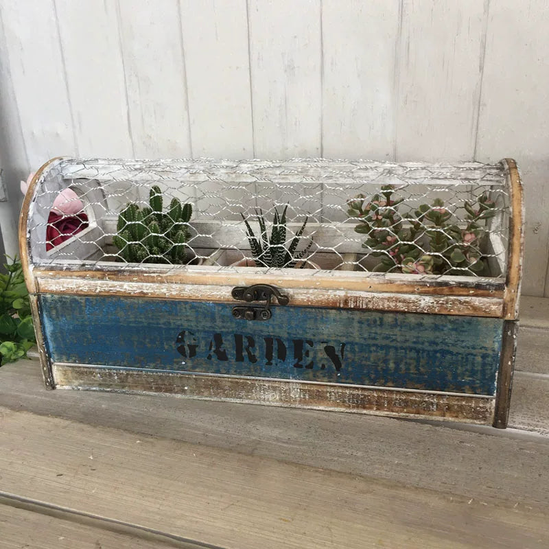 American Country Style Solid Wood Planter Box Outdoor Garden Decor Storage Organizer