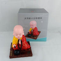 Solar-Powered Little Monk Car Dashboard Ornament Nodding Shaolin Figurine Auto Interior Decor