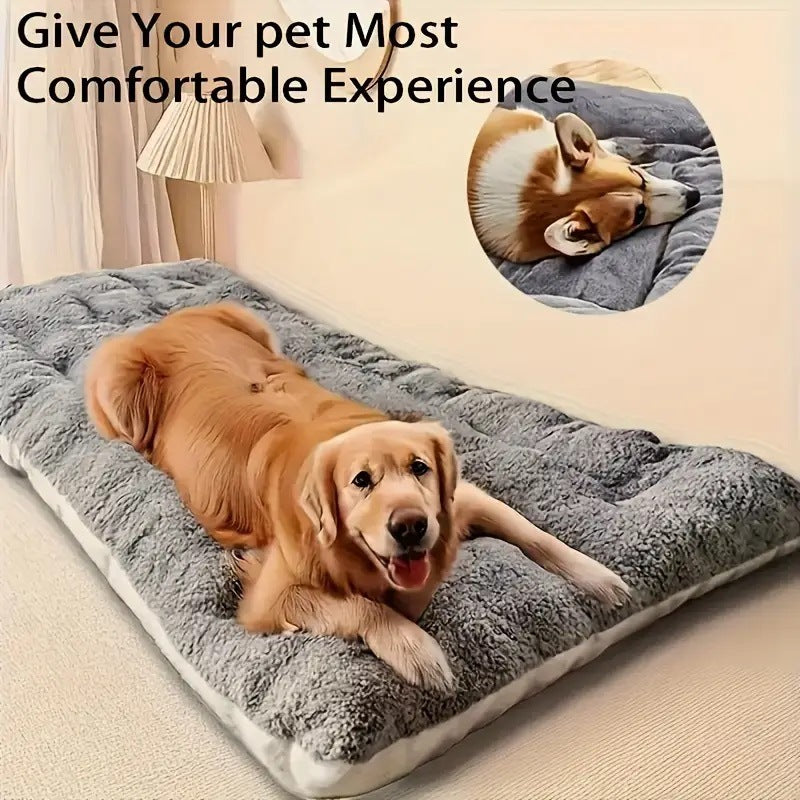 Pet Dog Bed Mat Winter Warm Plush Thickened Soft Cushion for Large Dogs Crate Pad