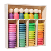 Kids Rainbow Stacking Ring Toss Game for Sensory Training and Indoor Play