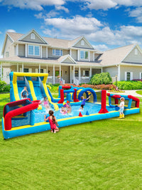 Inflatable Bouncy Castle with Water Slide for Kids, Outdoor Backyard Play Park