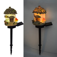 Solar-Powered Resin Animal & House Garden Stake Lights - LED Landscape Decorative Lamps for Yard & Lawn
