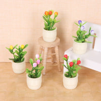 Dollhouse Miniature Potted Plants Set for Outdoor Landscape Decor