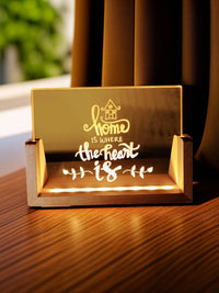 English Saying Engraved USB LED Solid Wood Night Light Ornament