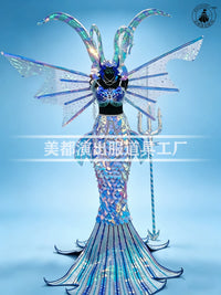 Iridescent Mermaid Sequin Party Costume Set for Stage Performance