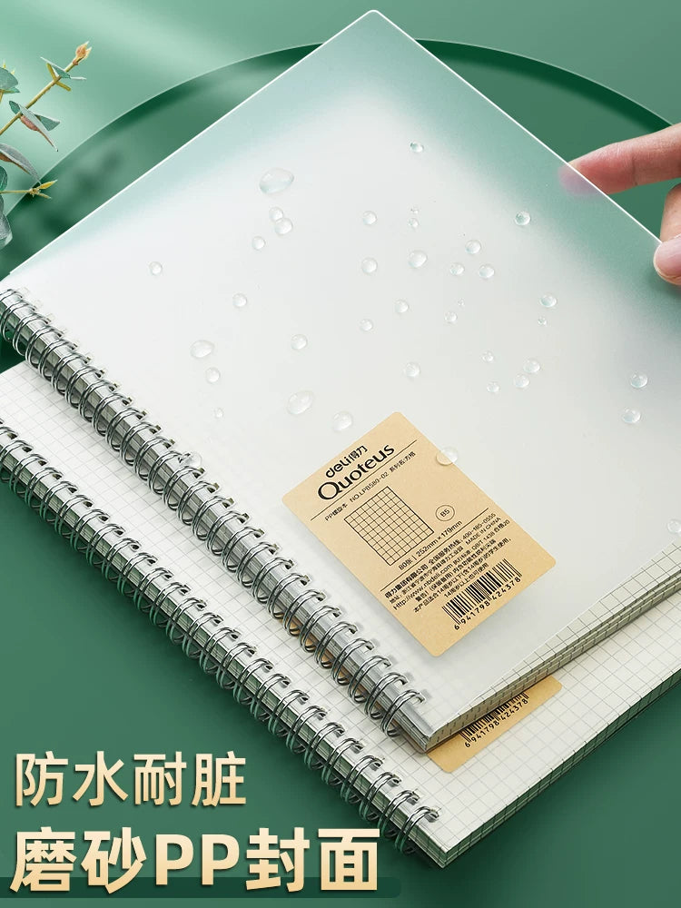 Deli A4/A5 Spiral Notebook, 160 Pages, Lined/Grid, Thickened for Students, Journaling, and Note-Taking