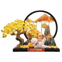 Lucky Cat Quicksand Art Ornament for Office and Home Decor, Prosperity Gift