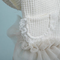Waffle Knit Dog Princess Dress with Lace for Small Dogs