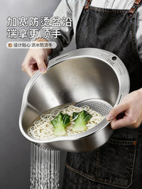 Jia Bang Shou Stainless Steel Drain Basket Multi-functional Kitchen Washing Basin for Fruits and Vegetables