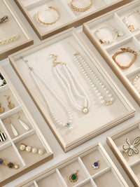 Velvet Jewelry Display Tray with Lid for Necklaces, Bracelets, Earrings, and Rings