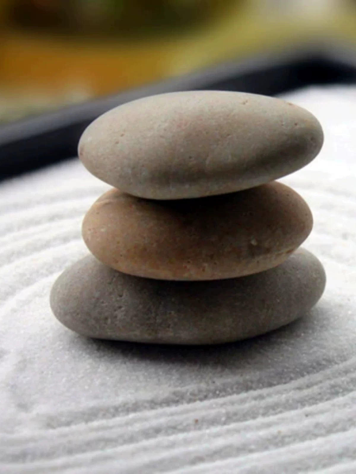 Zen Garden Natural Stone Stacking Rocks Micro Landscape Ornament with Base and Rake
