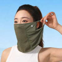 2026 New Ice Silk Sun Protection Face Mask for Women, Breathable Outdoor Cycling Neck Gaiter with Ear Loops