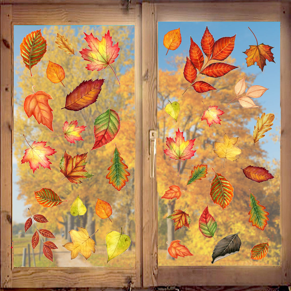 Autumn Maple Leaf Static Cling Window Decals for Thanksgiving Fall Decor
