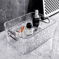 Acrylic Desktop Storage Box with Wavy Pattern for Office, Snacks, Cosmetics