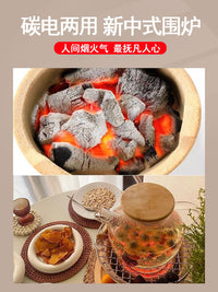Clay Tea Stove & BBQ Grill for Indoor/Outdoor Use, Japanese Style Charcoal Heater