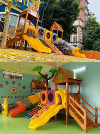 Outdoor Wooden Climbing Frame with Slide, Swing, and Tunnel for Kids