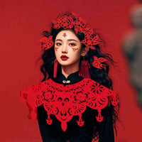 New Chinese Style Intangible Cultural Heritage Paper-Cut Cloud Shoulder Headpiece for Kids' Photoshoots and Stage Performances