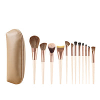 12-Piece Mocha Professional Makeup Brush Set for Eyeshadow, Concealer, Blush, Contour