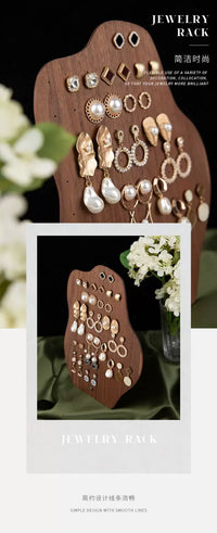 Luxury Walnut Wood Earring Holder and Jewelry Display Stand for Dresser