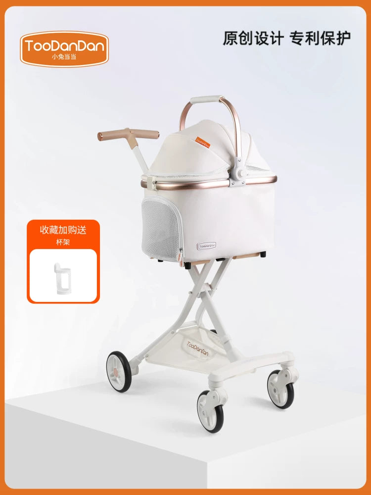 Toodandan Foldable Pet Stroller with Detachable Carrier for Small Dogs and Cats