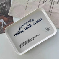 INS Style Melamine Serving Tray with Blue English Lettering for Coffee Bread Breakfast Dessert Fruit
