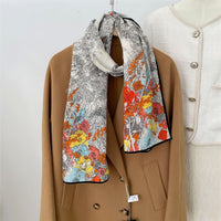 Velvet Herringbone Pattern Scarf for Women, Hand-Rolled Edge, Autumn/Winter Warm Neck Scarf