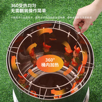 Stainless Steel BBQ Grill Portable Outdoor Smokeless Charcoal Grill Multi-functional Roaster for Home and Camping